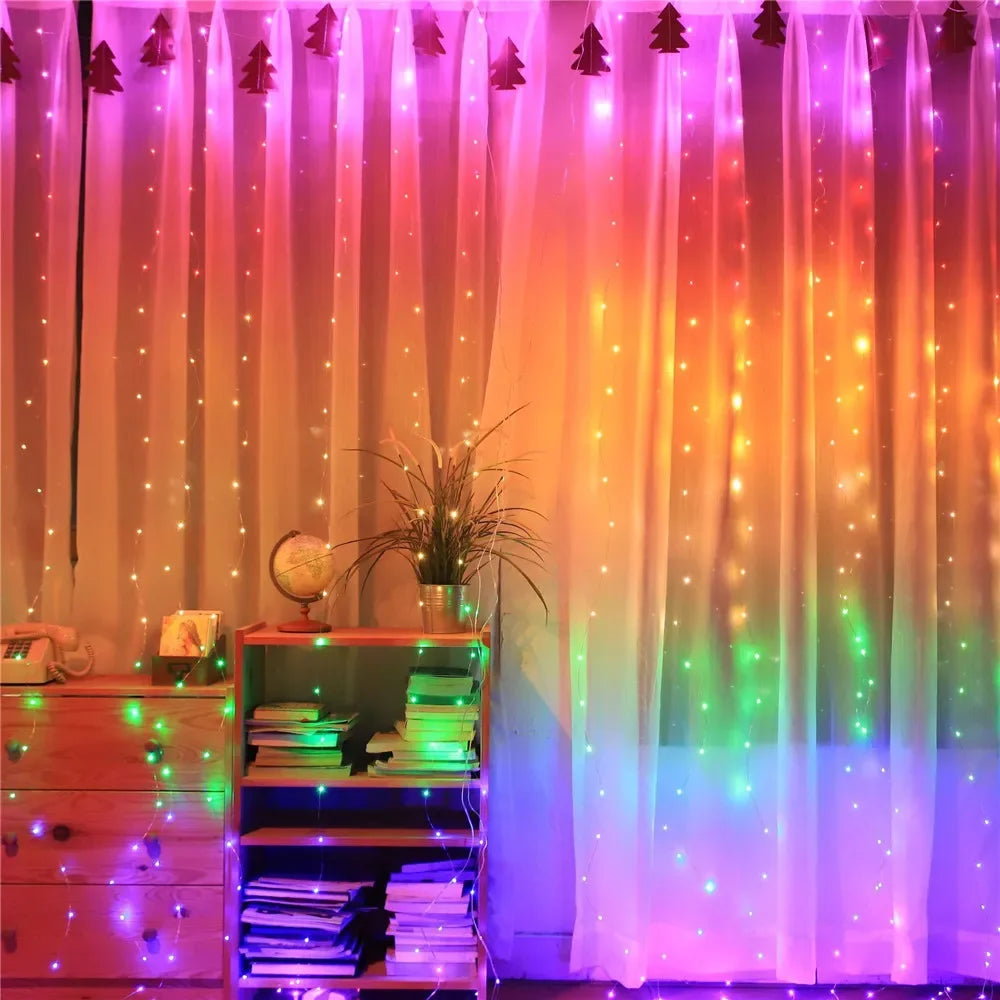 USB Curtain String Lights 8 Modes Fairy Light Christmas Halloween Garland Holiday Led Light Wedding Party Home Bedroom Decor